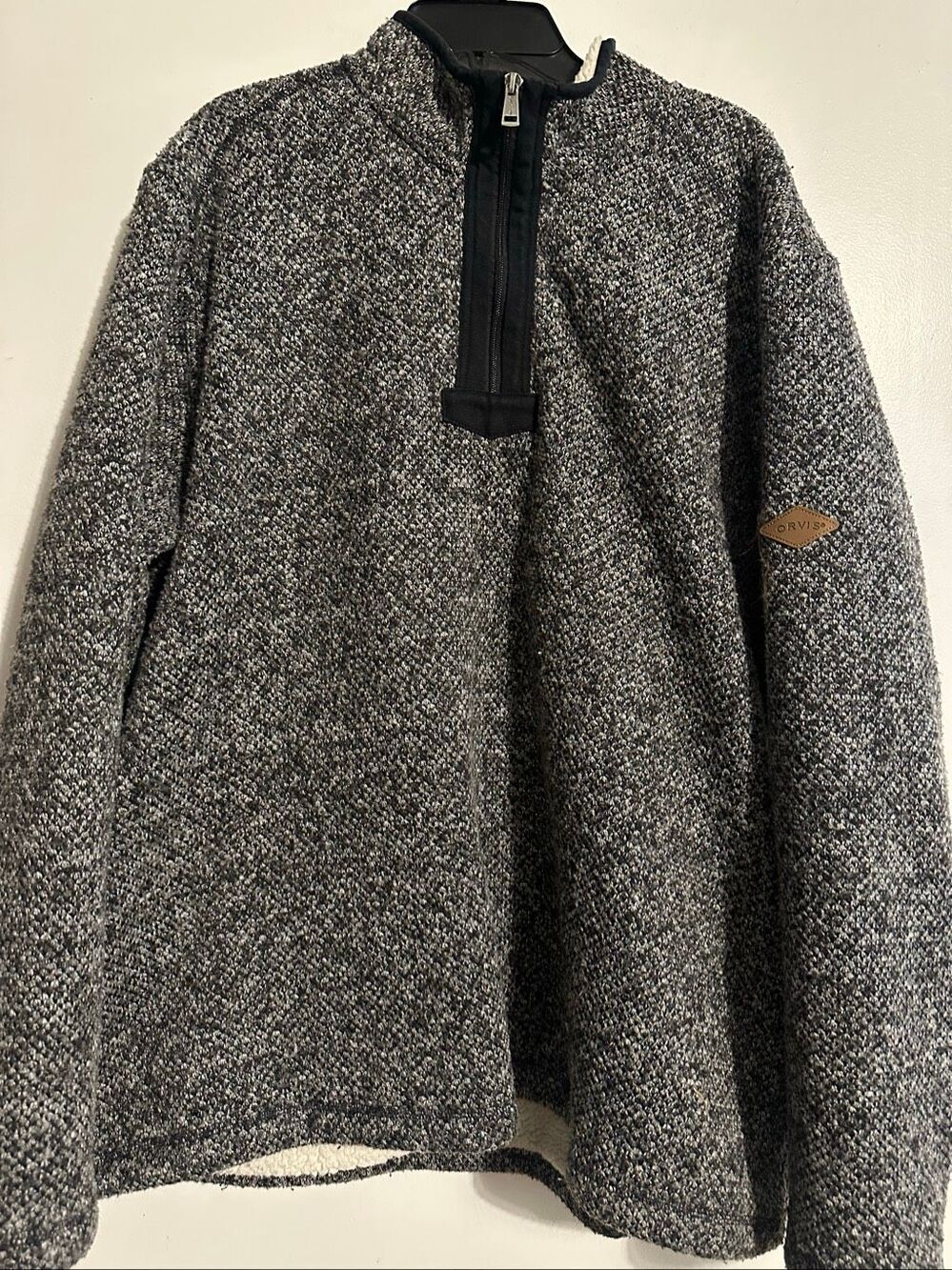 Orvis Brighton Men's X-Large XL Sherpa Fleece Lined Quarter Zip Pullover Sweater